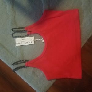 New Red chain tank Emma and Sam